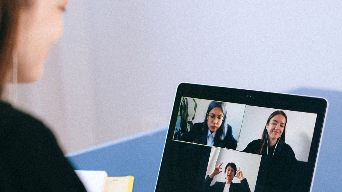 Person on a video call with headphones